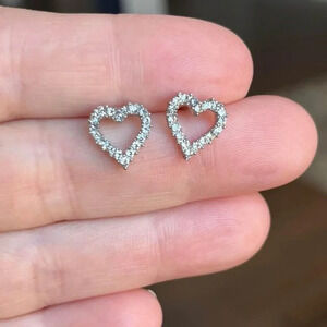 brand new BEAUTIFUL cubic zirconia heart shaped S925 silver earrings Valentines